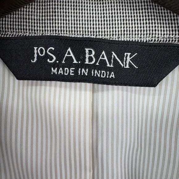 Jos A Bank Mens 42R 36x29 Tailored Fit Gray Cotton Wool Blend Micro Check Suit